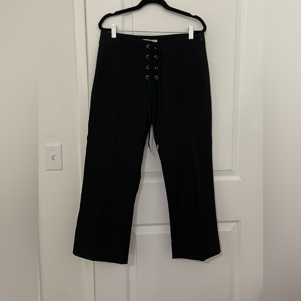 Frame Black Lace-Up Ankle Trousers (NWT)